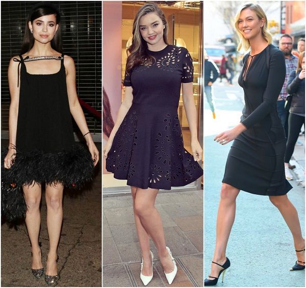 Sofia Carson, Miranda Kerr y Karlie Kloss con vestidito negro