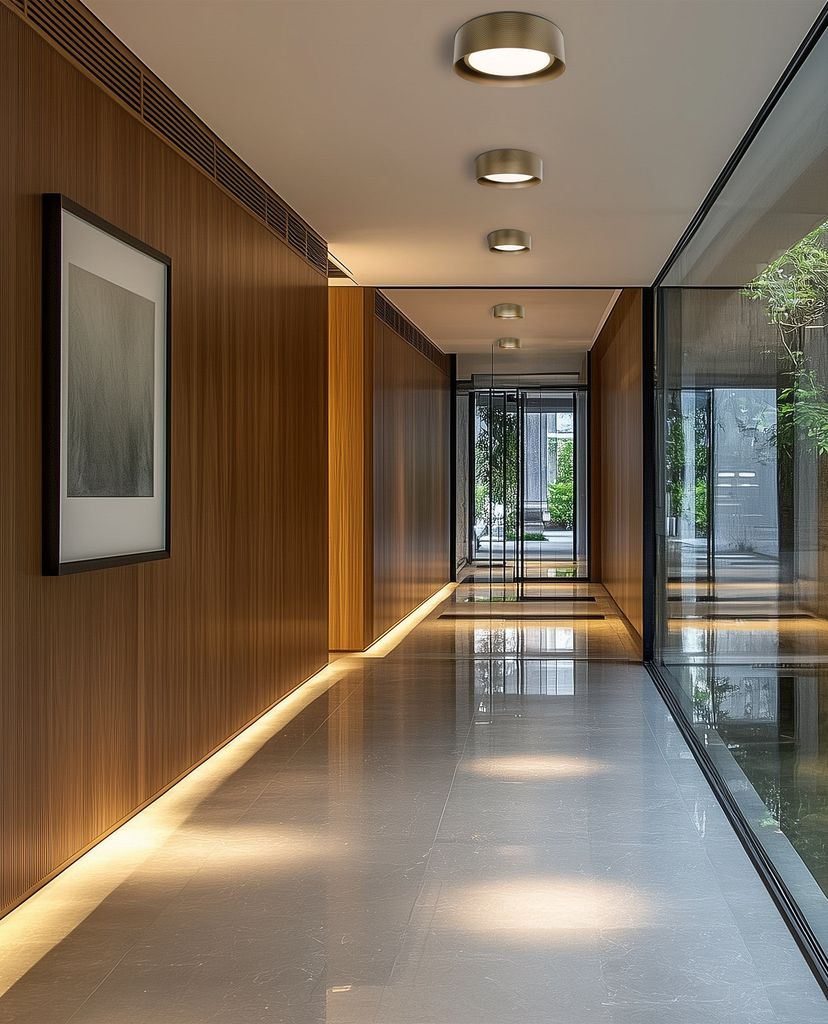 Pasillo con iluminación indirecta