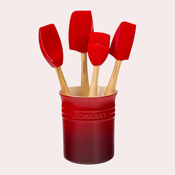 Le Creuset Set de 4 Espátulas y Bote de Cerámica