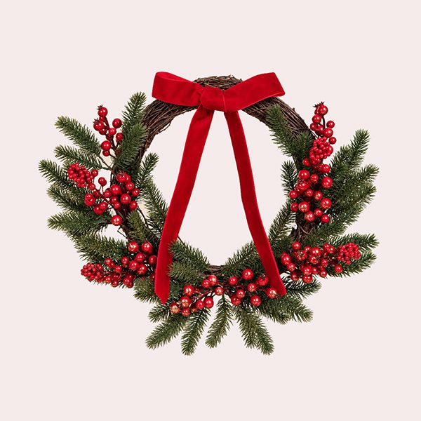Corona de Navidad Artificial con Bayas y Lazo Maisons du Monde