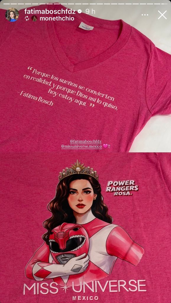 Fátima Bosch como la Power Ranger rosa.