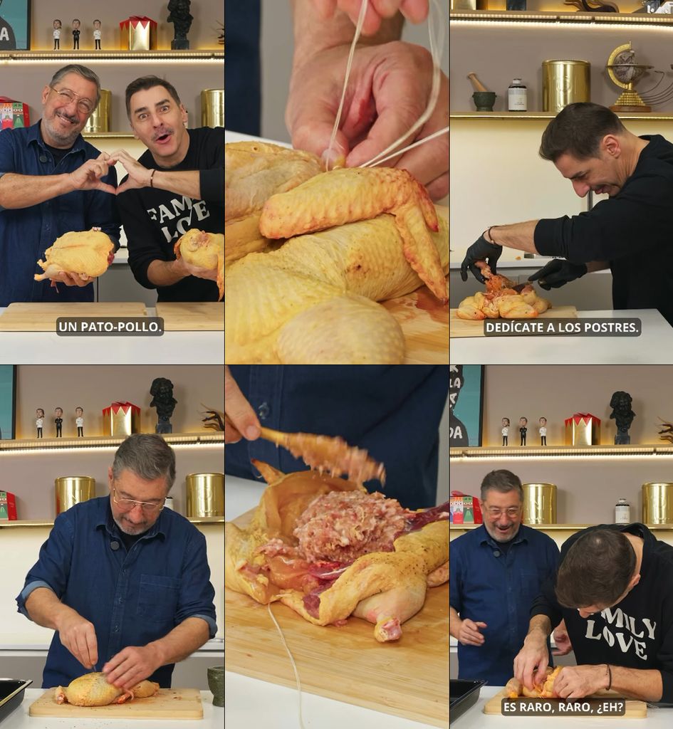 Joan y Jordi Roca, en distintos momentos de la preparación de su singular receta. 