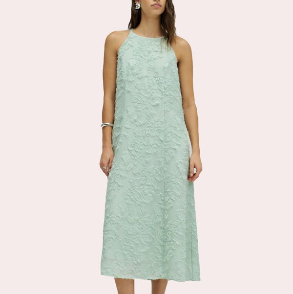 Vestido midi texturizado de mujer con bordados Salsa Jeans