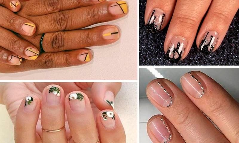 collage de manicure con diversos dise os con el estilo espacio negativo