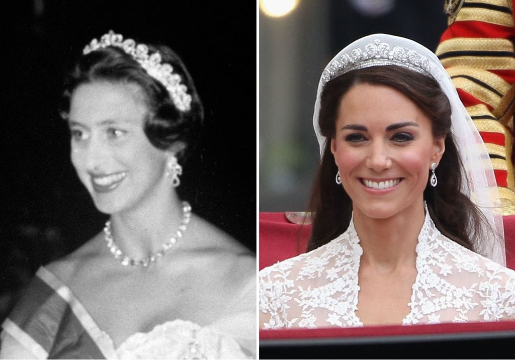 La tiara Halo en la princesa Margarita y en Kate Middleton
