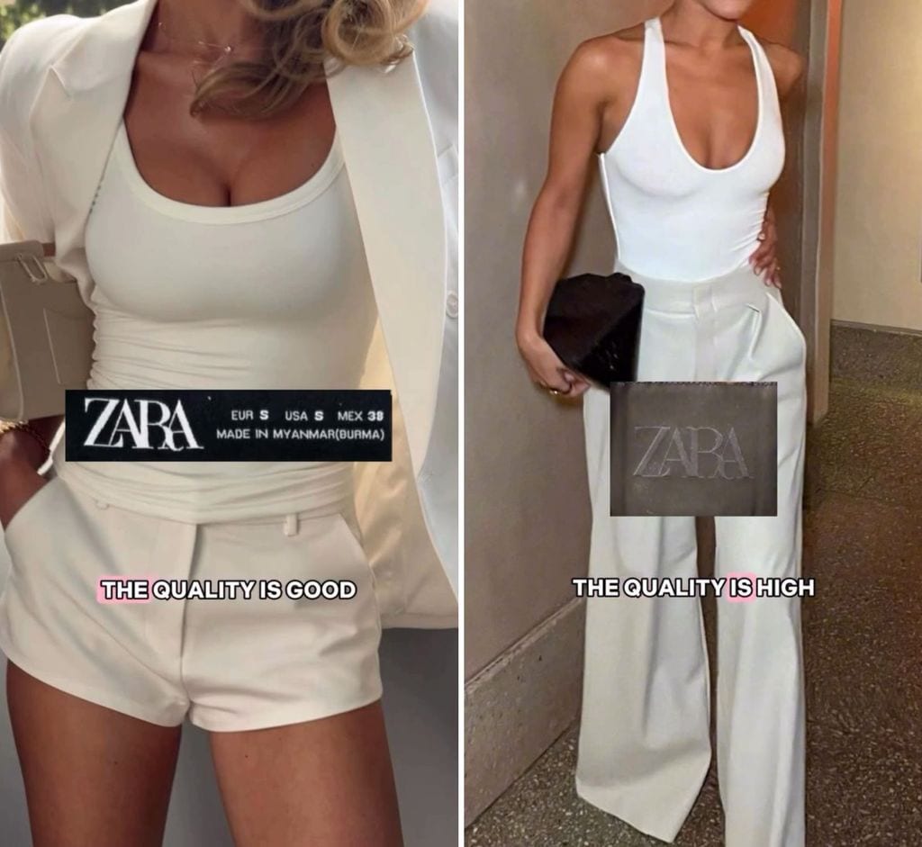 Etiquetas de Zara