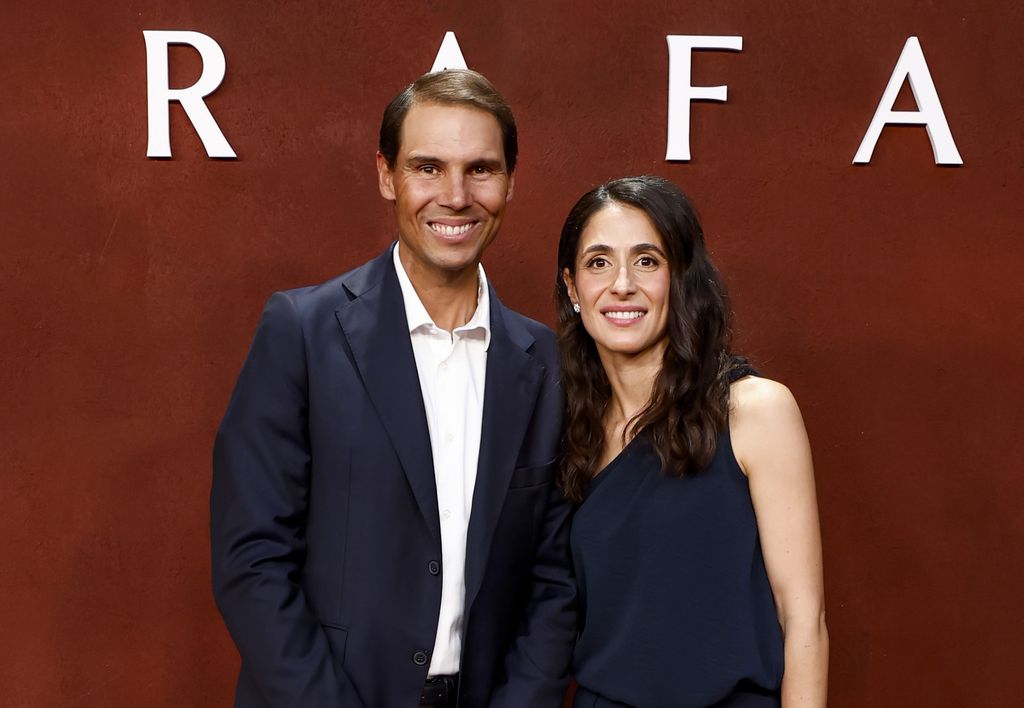 Rafa Nadal y su mujer, Mery Perelló, en la presentación de la docuserie del tenista.