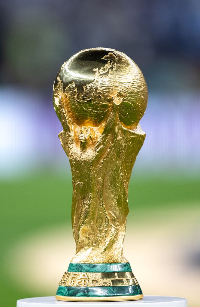 LUSAIL CITY, QATAR - DECEMBER 18: World Cup Trophy before the FIFA World Cup Qatar 2022 Final match between Argentina (3) and France (3) (Argentina win 4-2 on penalties) at Lusail Stadium on December 18, 2022 in Lusail City, Qatar. (Photo by Simon Bruty/Anychance/Getty Images)