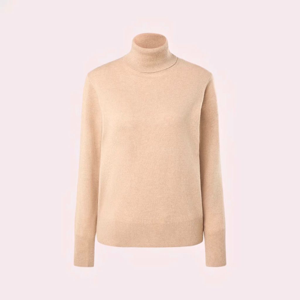 Jersey cuello vuelto beige de El Corte Inglés