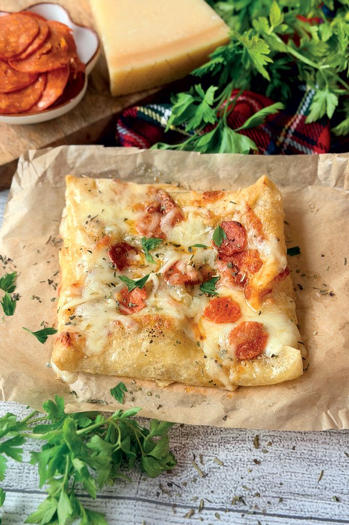 Pizza exprés, hecha con airfryer.
