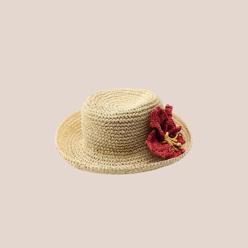 sombrero trenzado con flor