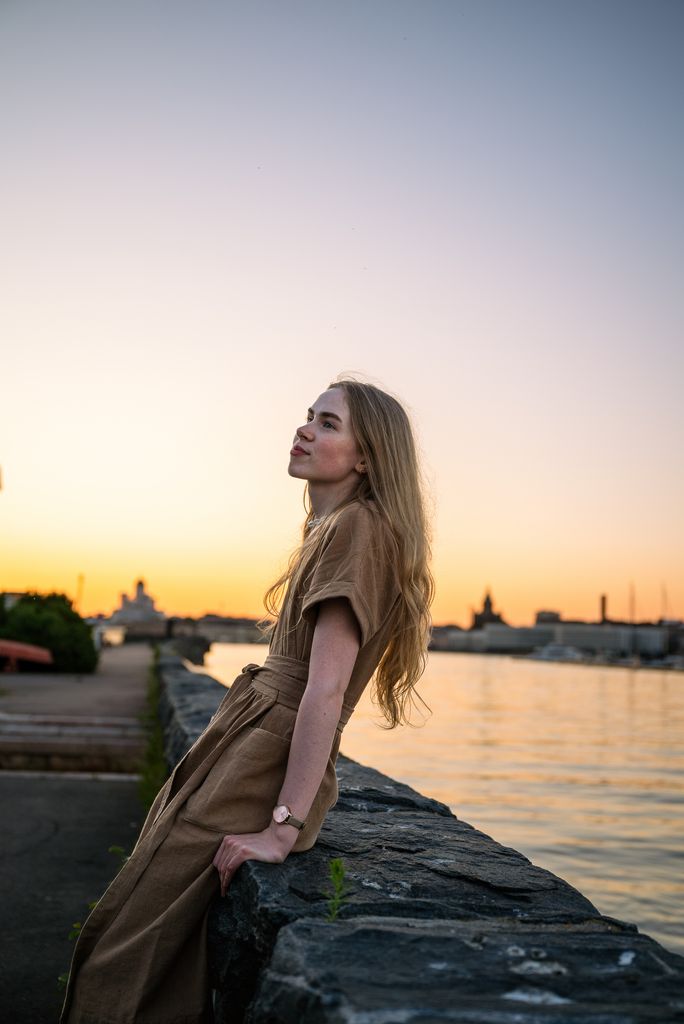 chica atardecer