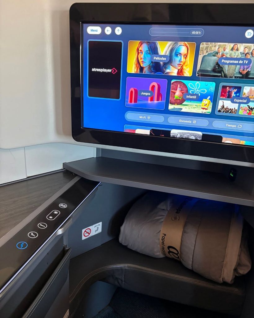 Durante el vuelo puedes disfrutar de una amplia oferta de entretenimiento en grandes pantallas individuales y también ofrecen un servicio de wifi.