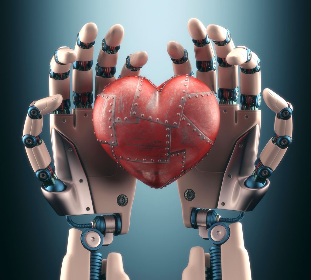 Un robor sujetando un corazón