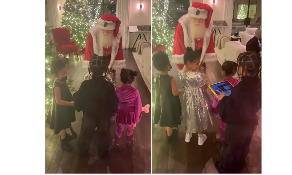 los hijos de las kardashian jenner con santa claus