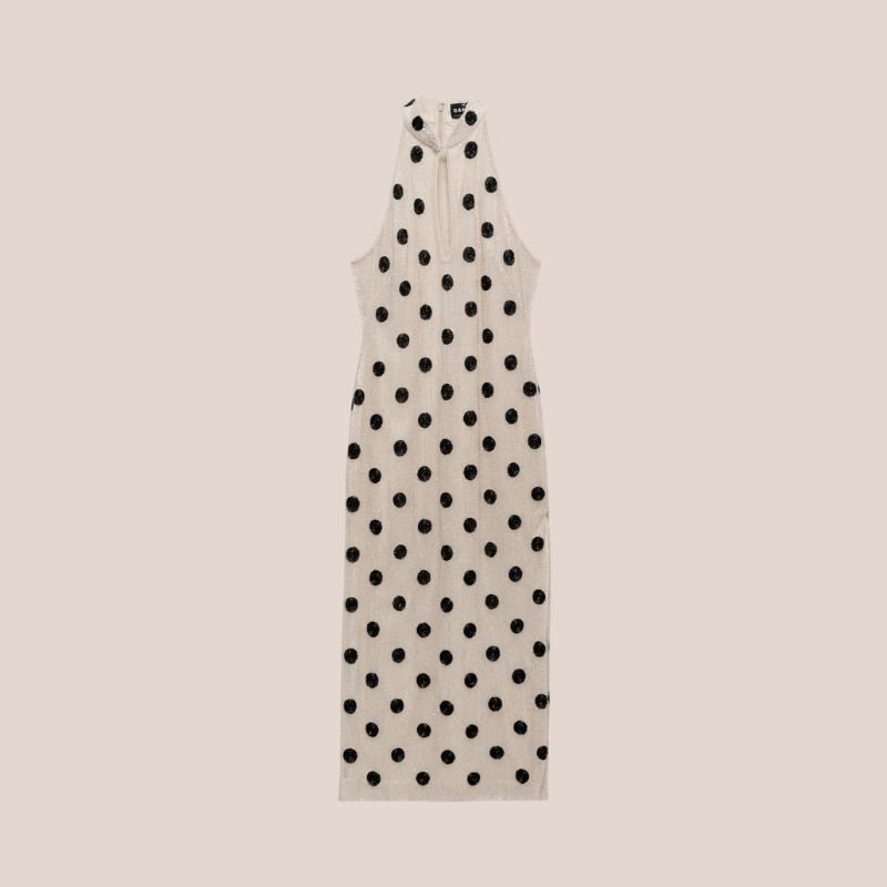 vestido de lentejuelas y lunares