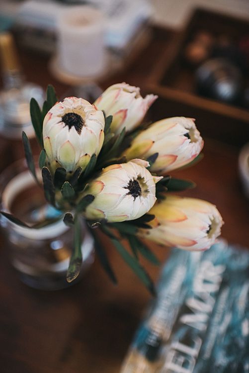 Un ramo de novia de proteas