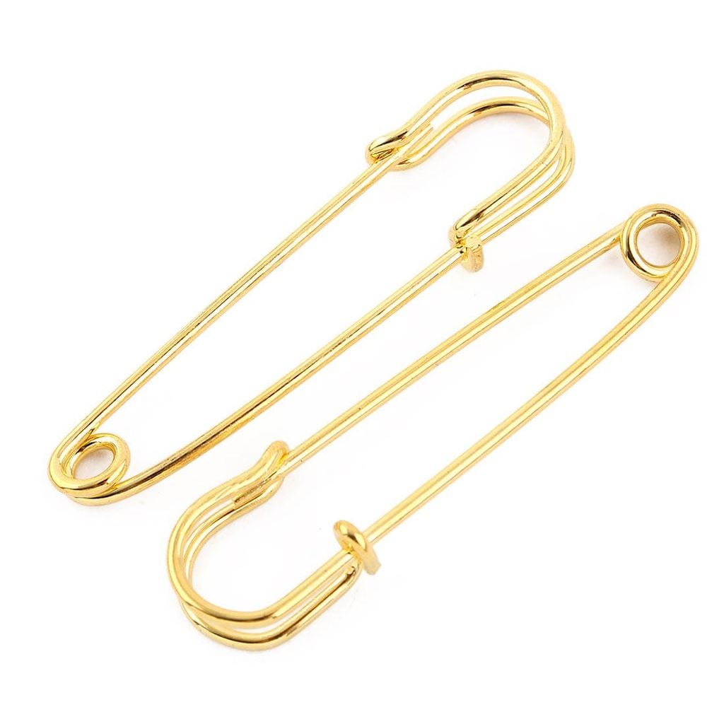Metal Fastenings Safety Pins Brooches in Gold Tone