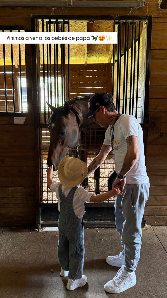 Marc Anthony le brindó confianza a su hijo para poder acariciar a los caballos