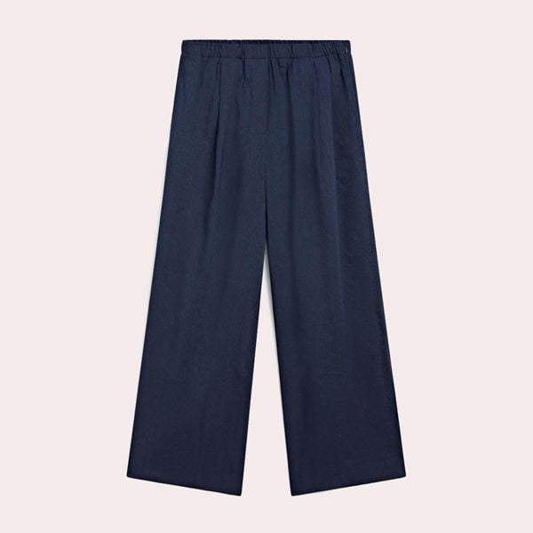 Pantalón recto fluido mezcla lino