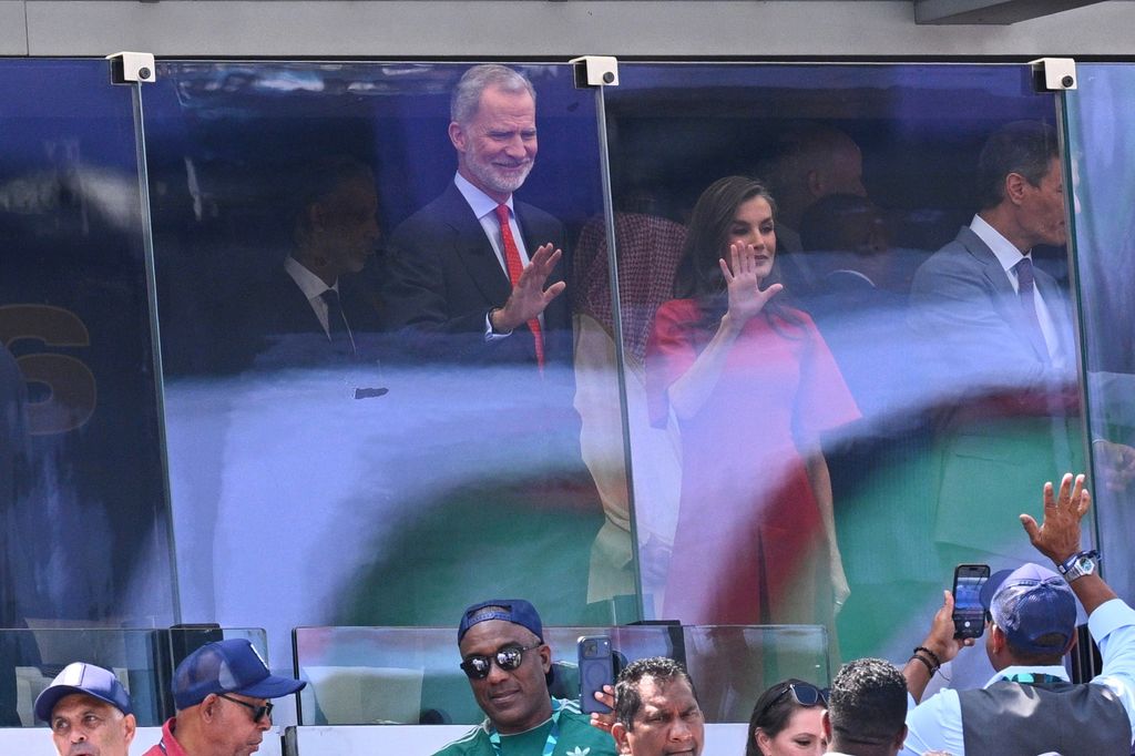 Los reyes Felipe VI y Letizia en el palco del MetLife Stadium de Nueva Jersey