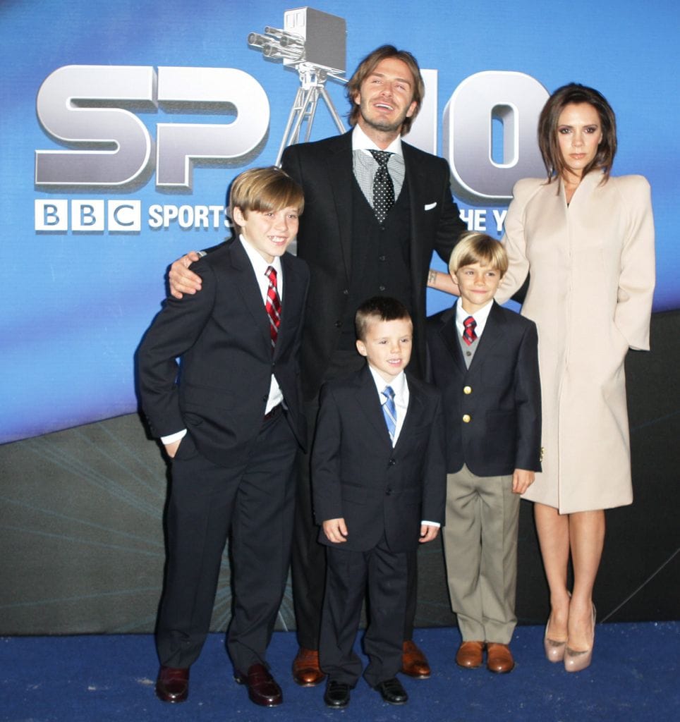 Los Beckham en el LG Arena Birmingham en el 2010
