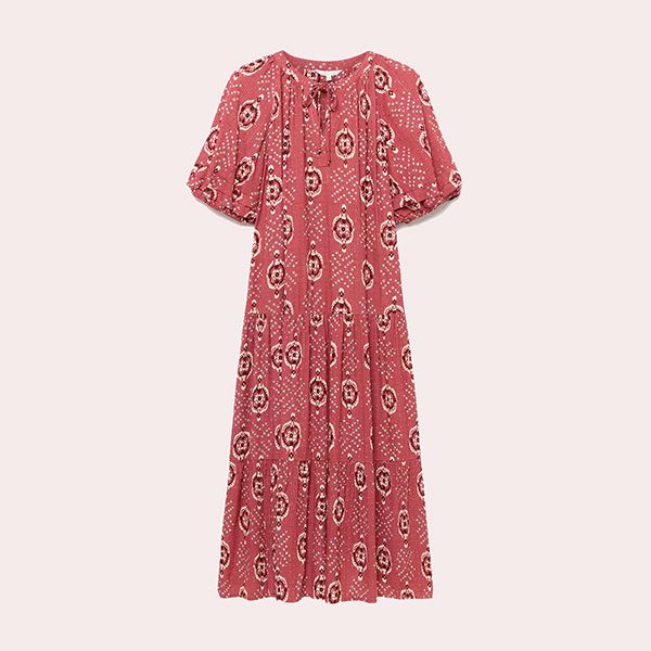 Vestido Estampado de Manga Farol Abierto Southern Cotton