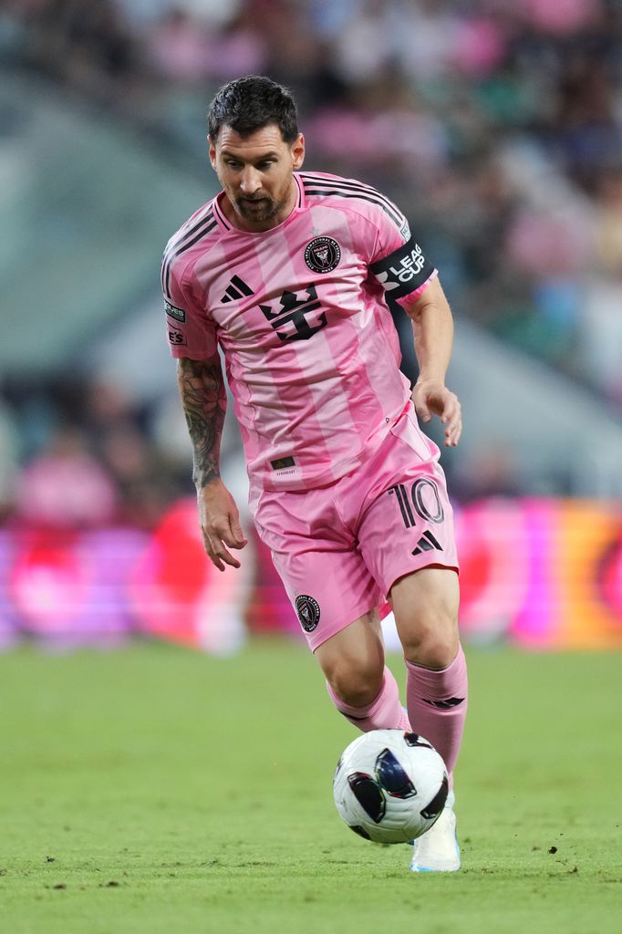 MIAMI, FLORIDA - AUGUST 12: Lionel Messi #10 of Inter Miami CF controls the ball during the Leagues Cup Phase One match between Inter Miami CF and Leon at Nu Stadium on August 12, 2026 in Miami, Florida. (Photo by Rich Storry/Getty Images)