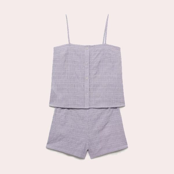 Pijama dos piezas algodón raya tejida seersucker