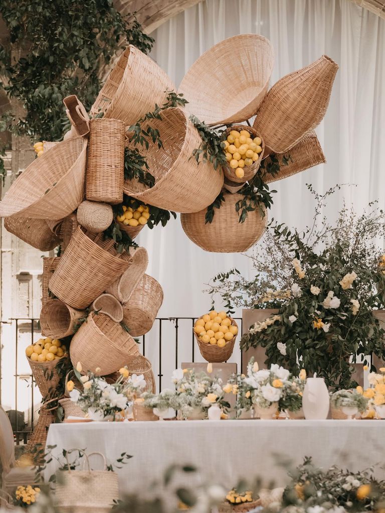 Decoración de bodas en amarillo limones