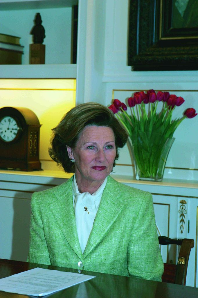 Sonia de Noruega en la entrevista con ¡HOLA! en el Palacio Real