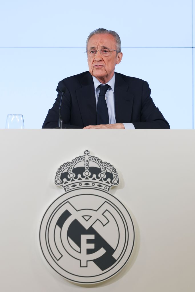 Florentino Pérez, durante su comparecencia de hoy ante los medios