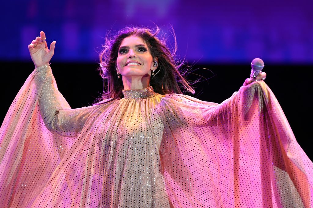 DALLAS, TEXAS - OCTOBER 8: Singer Ana Barbara performs on stage during her MexTour Live at AT&T Performing Arts Center on October 8, 2025 in Dallas, Texas. (Photo by Omar Vega/Getty Images)