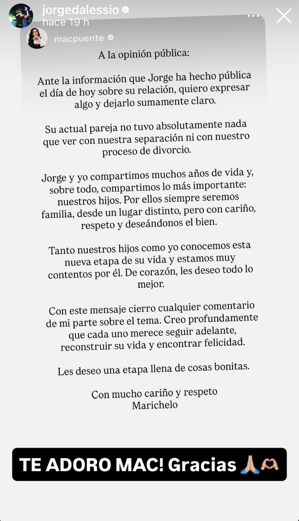 Jorge D'Alessio retomó el comunicado de Maricheclo Puente.