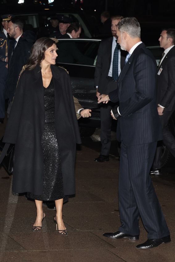La reina Letizia escoge un vestido danés de lentejuelas para su última noche en Copenhague