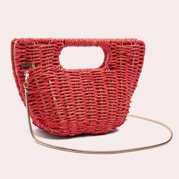 Bolso de fiesta convertible a bandolera efecto rafia con cierre de imán en liso Parfois