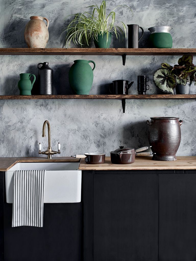 Cocina con estantes 