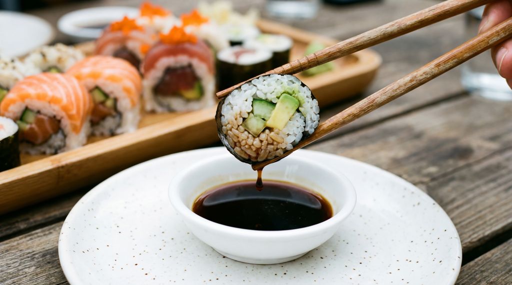 La soja, en pequeñas cantidades, hace que el sushi se perciba más redondo y sabroso.