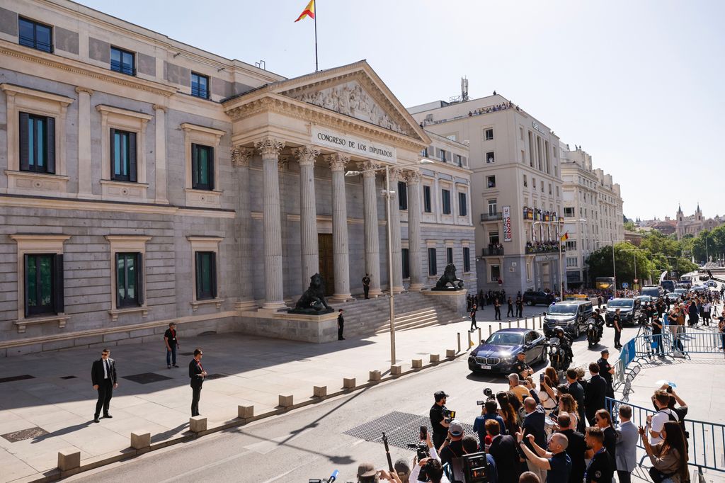 El Papa Leon XIV llega al Congreso de los Diputados de Madrid el 8 de junio de 2026