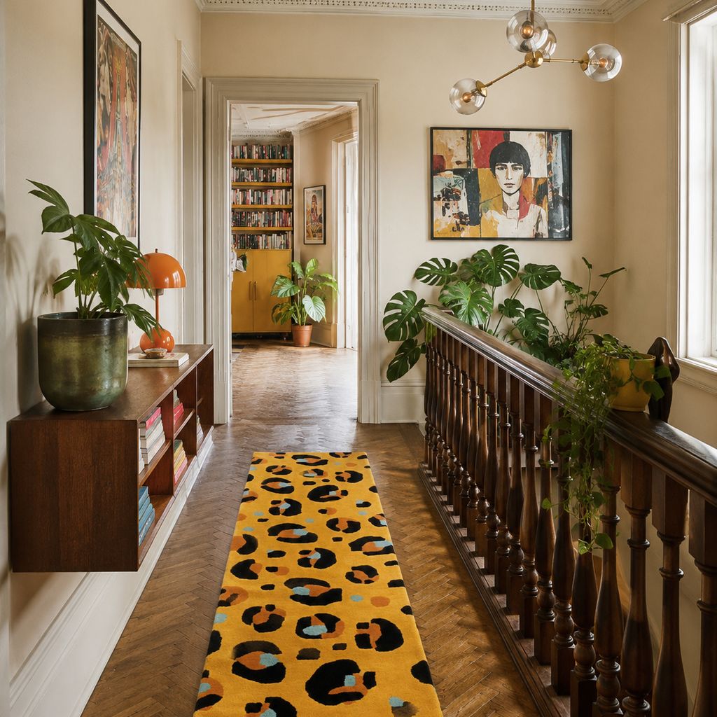 Alfombra de pasillo con patrón de piel de leopardo