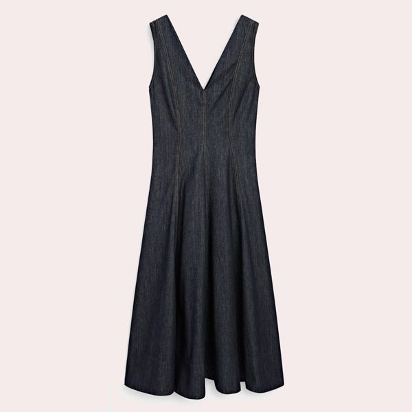 Vestido midi denim detalle costuras