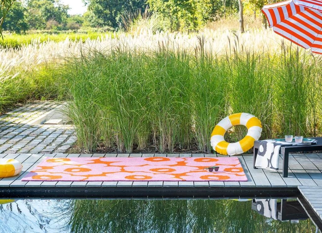 Alfombra de exterior con estampado floral