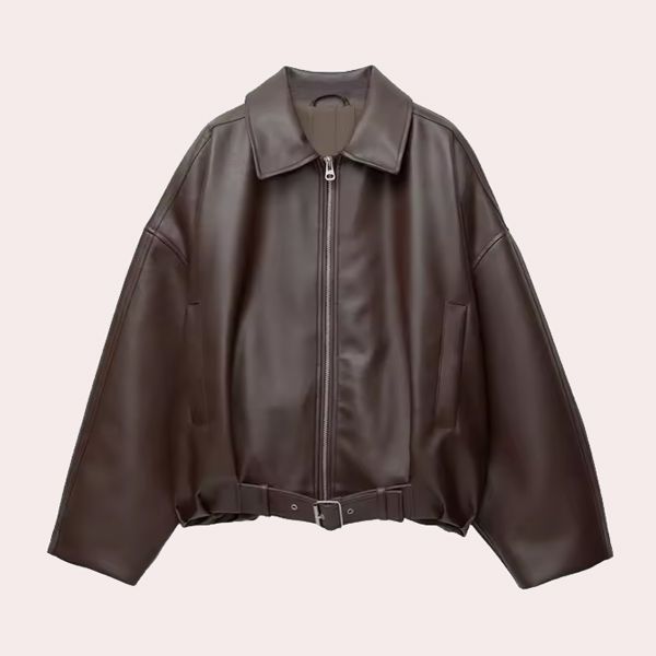 Chaquetas Bomber de cuero PU Vintage para mujer