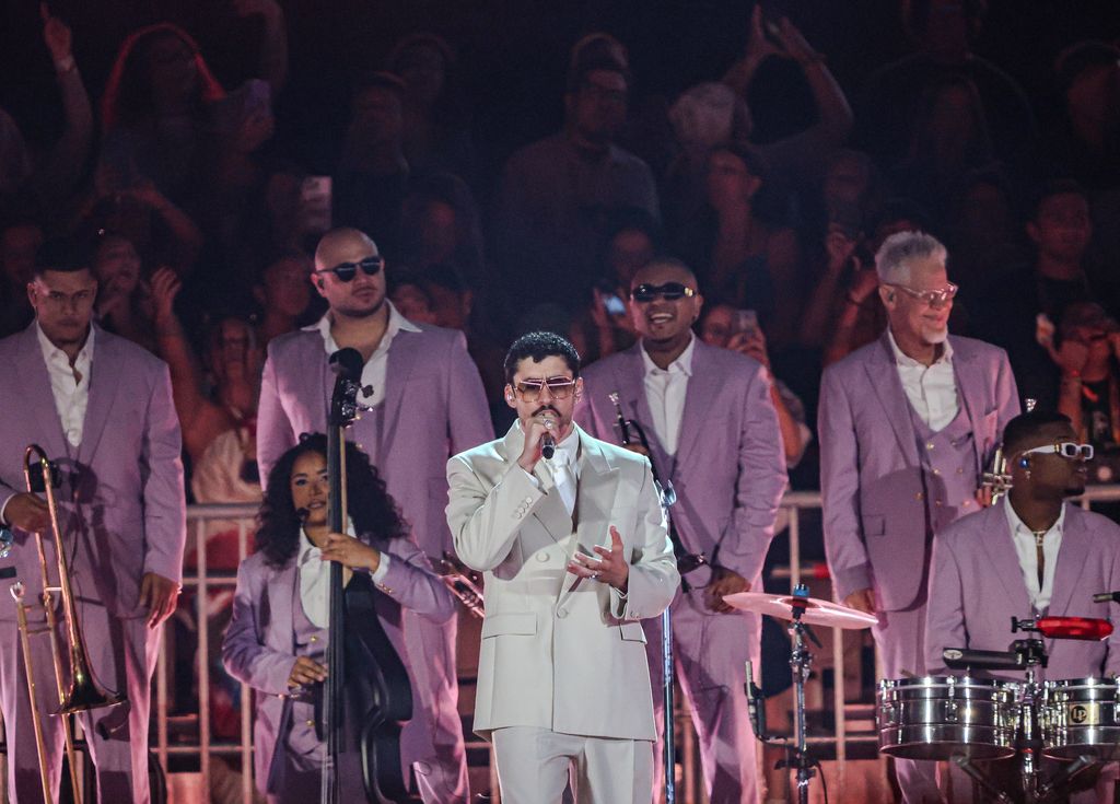 Bad Bunny durante su concierto en el Allianz Parque de São Paulo, Brasil.