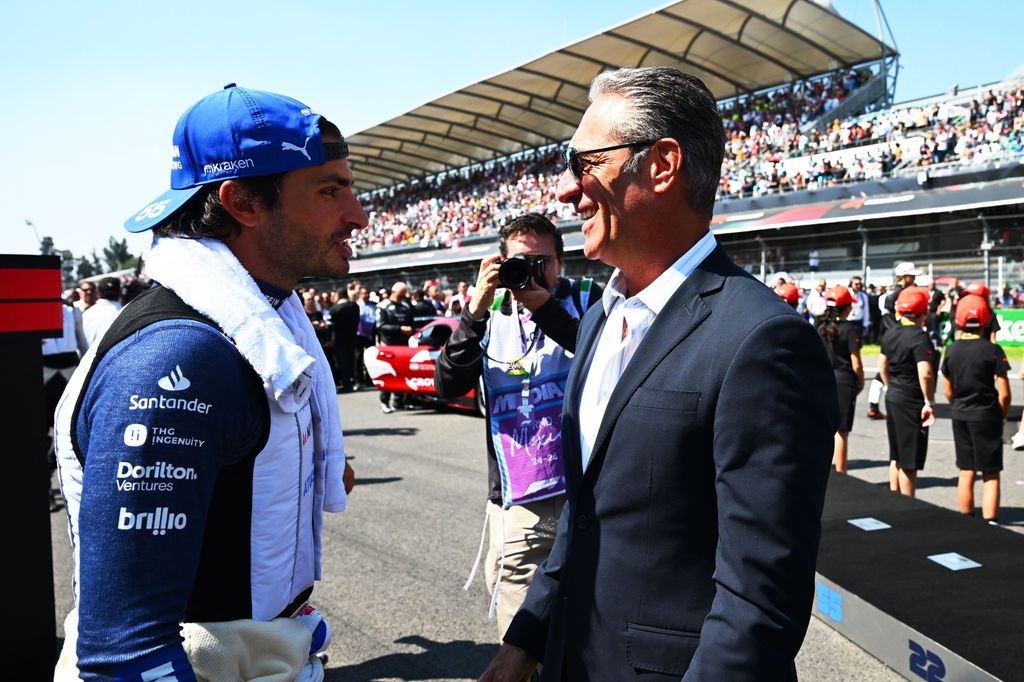 Carlos Sainz y Carlos Slim Domit on the grid during the F1 Grand Prix of Mexico at Autodromo Hermanos Rodriguez on October 26, 2025 in Mexico City, Mexico. (Photo by Mark Sutton - Formula 1/Formula 1 via Getty Images)