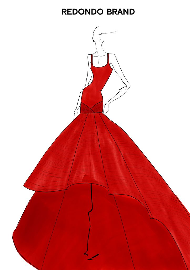 Vestido rojo de Redondo Brand de la preboda de Nieves Álvarez.