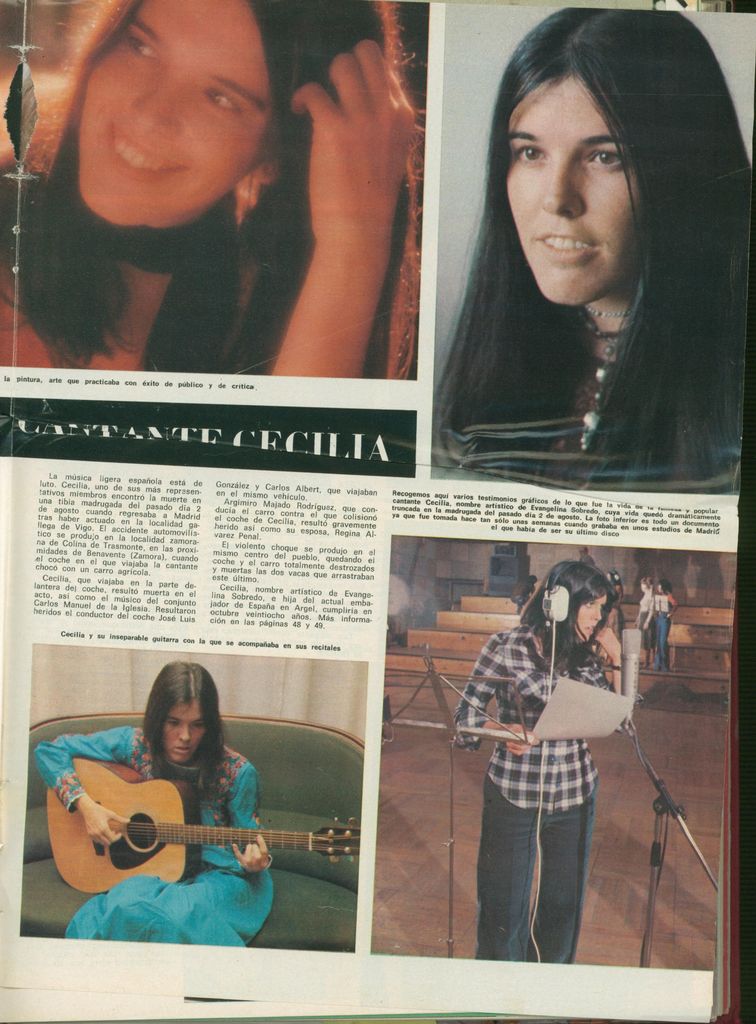 Una página de ¡HOLA! sobre la muerte de la cantante Cecilia