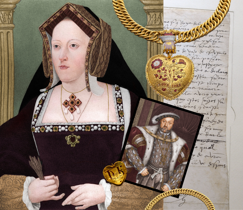 El corazón de oro de catalina de Aragón, la joya con sus iniciales y las de Enrique VIII.