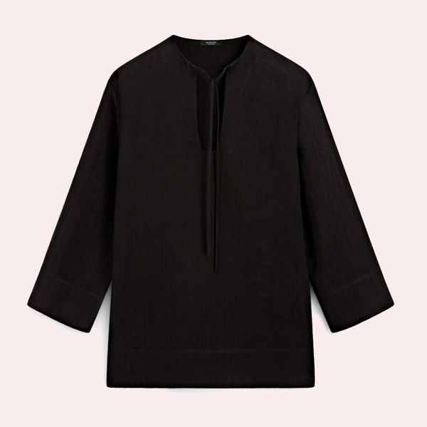 Vestido mini cuello mao 100% lino