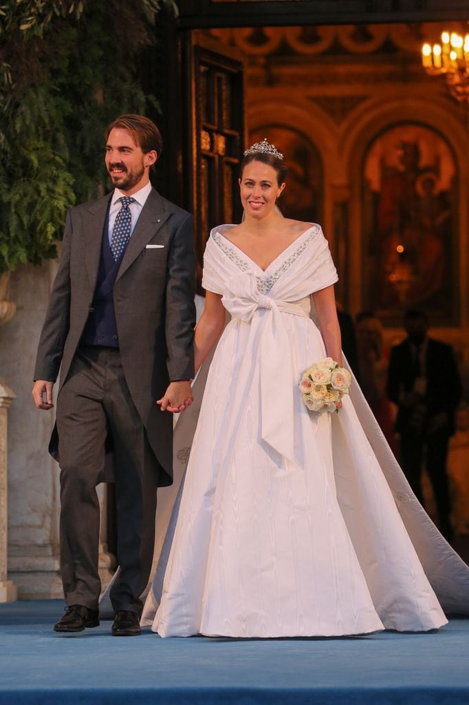 Nina Flohr en su boda con Philippos de Grecia